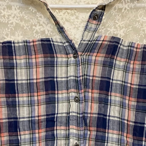 Paper Crane plaid & lace button down shirt, medium - Picture 5 of 7